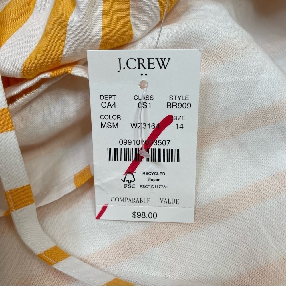 🏷️NWT J. Crew Factory Strappy Tie-Back Mini Dress Size 14 Marigold Stripe Sunny - Picture 10 of 16